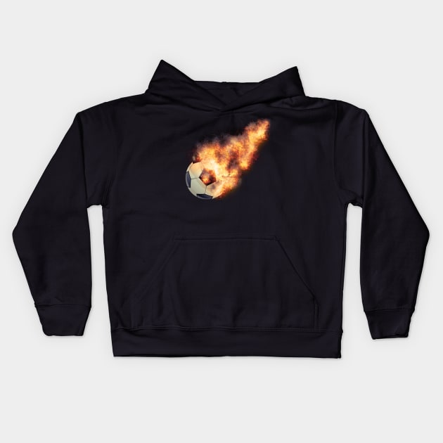 Flaming Soccerball Kids Hoodie by Ratherkool